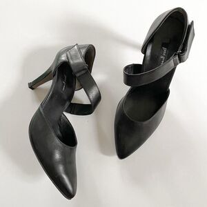 Paul Green Desire Black Leather Strappy Pumps Women’s 5.5 Pointy Toe D’orsay